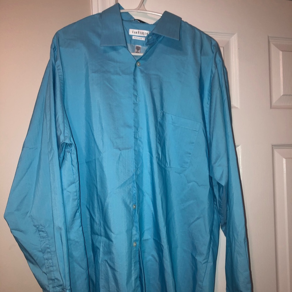 Vanheusen blue men longsleeve dress shirt